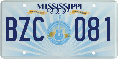MS license plate BZC081