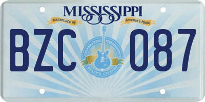 MS license plate BZC087