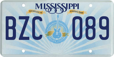 MS license plate BZC089