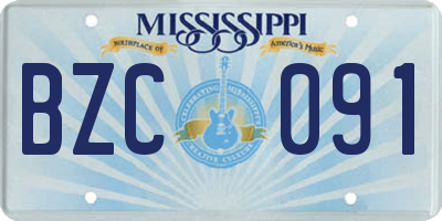 MS license plate BZC091