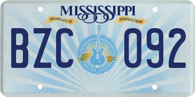 MS license plate BZC092
