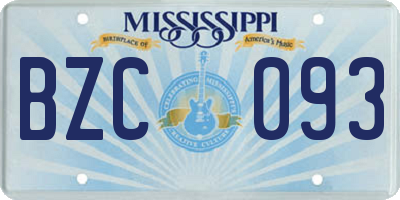MS license plate BZC093