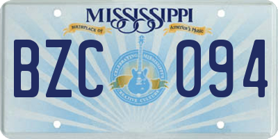 MS license plate BZC094