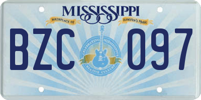 MS license plate BZC097