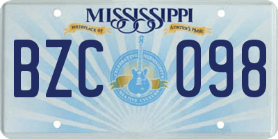 MS license plate BZC098