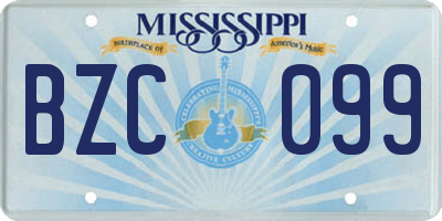 MS license plate BZC099