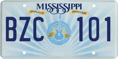 MS license plate BZC101