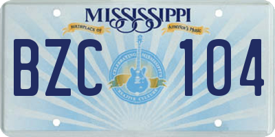 MS license plate BZC104