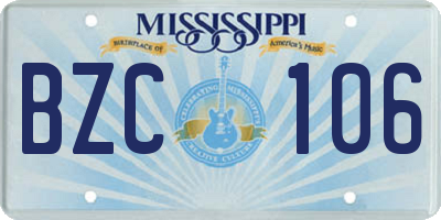 MS license plate BZC106