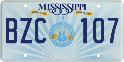 MS license plate BZC107