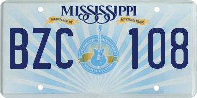 MS license plate BZC108