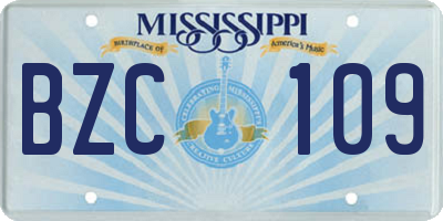MS license plate BZC109