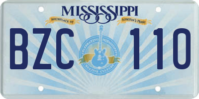 MS license plate BZC110