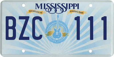 MS license plate BZC111