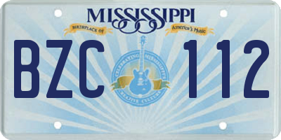MS license plate BZC112