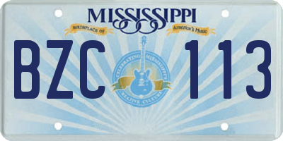 MS license plate BZC113