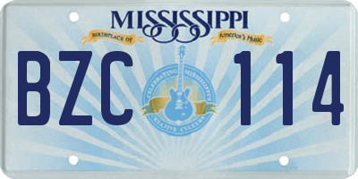 MS license plate BZC114