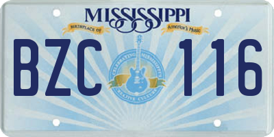 MS license plate BZC116