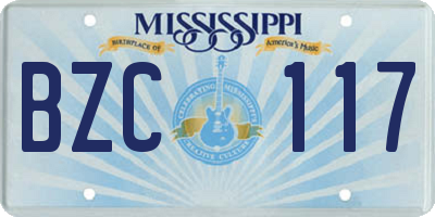MS license plate BZC117