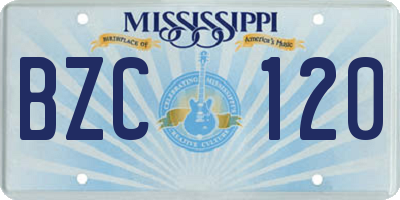 MS license plate BZC120