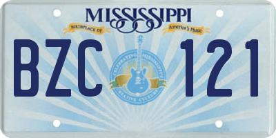 MS license plate BZC121