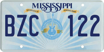 MS license plate BZC122