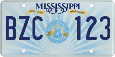 MS license plate BZC123