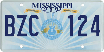 MS license plate BZC124