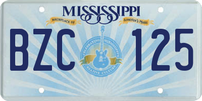 MS license plate BZC125