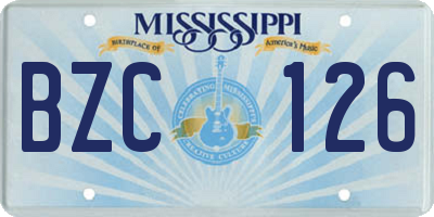 MS license plate BZC126