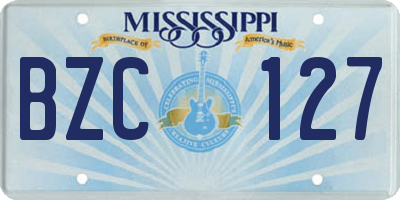 MS license plate BZC127