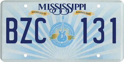 MS license plate BZC131