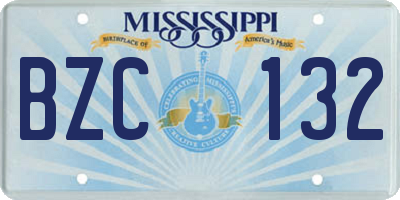 MS license plate BZC132
