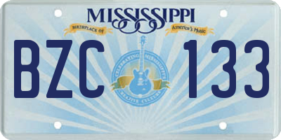 MS license plate BZC133