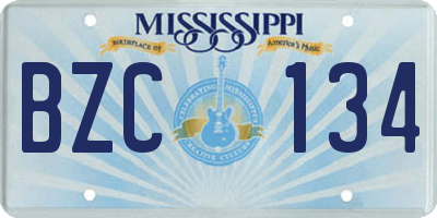 MS license plate BZC134