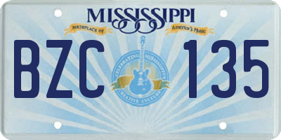 MS license plate BZC135