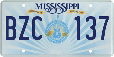 MS license plate BZC137