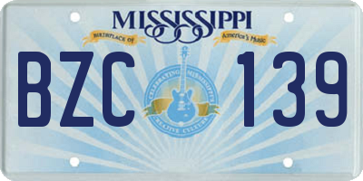 MS license plate BZC139