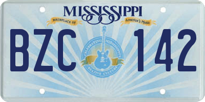 MS license plate BZC142