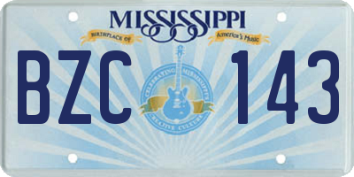 MS license plate BZC143