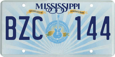MS license plate BZC144