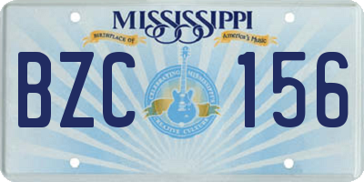MS license plate BZC156