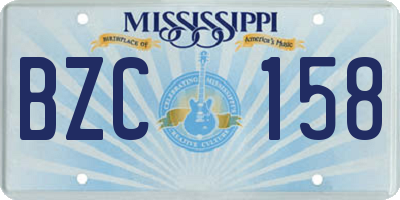 MS license plate BZC158