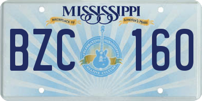 MS license plate BZC160