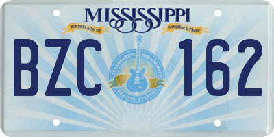 MS license plate BZC162