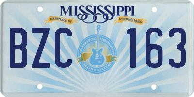 MS license plate BZC163