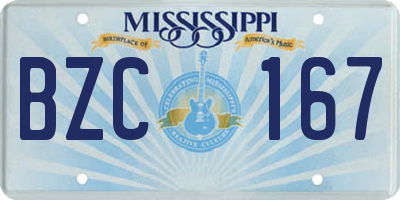 MS license plate BZC167