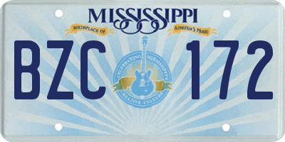 MS license plate BZC172