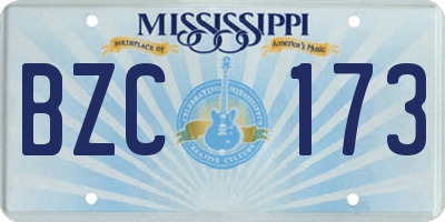 MS license plate BZC173