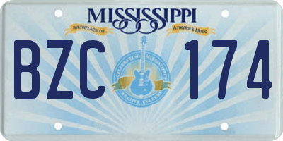MS license plate BZC174